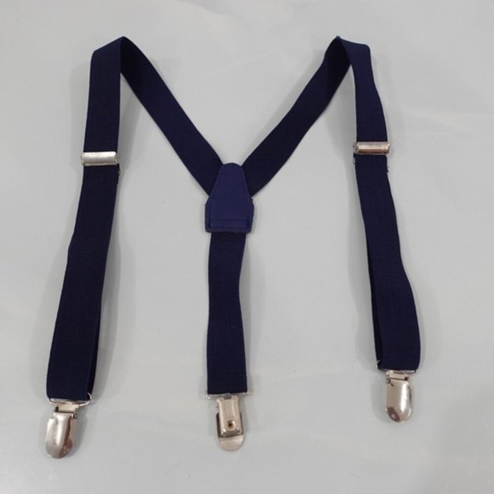 Suspender Boy Blue Navy Clip On Y Back Adjustable‎ Strap Stretch Formal Dress